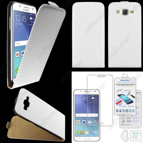 Ebeststar ® Pour Samsung Galaxy J5 Sm-J500f Etui En Pu Cuir Clapet Ultra Fine Housse Coque, Couleur Blanc + Film Verre Trempé