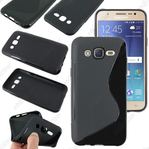 Ebeststar ® Pour Samsung Galaxy J5 Sm-J500f Coque S-Line Silicone Gel Motif Vague Housse Etui Protection Souple, Couleur Noir + 1 Film Protection D'écran + Lingette