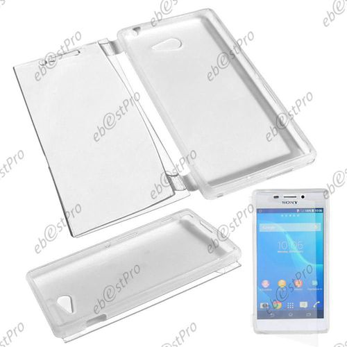Ebeststar ®  Etui Portefeuille Rabattable Livre Housse Coque Silicone Gel Pour Sony Xperia M2 D2302 D2303, Couleur Transparent + 1 Film Protection D'écran + Lingette