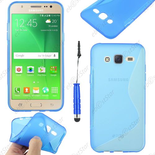 Ebeststar ® Housse Etui Coque Silicone Gel Motif S-Line Protection Souple Pour Samsung Galaxy J5 Sm-J500f, Couleur Bleu + Mini Stylet + 1 Film Protection D'écran + Lingette