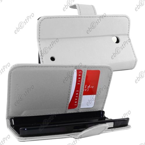Ebeststar ® Housse Portefeuille Coque Etui Protection Folio Pour Nokia Lumia 630, Couleur Blanc + 1 Film Protection D'écran + Lingette
