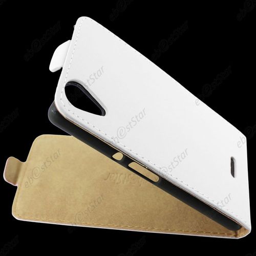 Ebeststar ® Pour Wiko Rainbow Lite 4g Etui En Pu Cuir Clapet Ultra Fine Housse Coque, Couleur Blanc + 1 Film Protection D'écran + Lingette