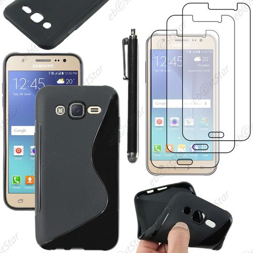 Ebeststar ® Housse Etui Coque Silicone Gel Motif S-Line Protection Souple Pour Samsung Galaxy J5 Sm-J500f, Couleur Noir + Stylet 3 Film