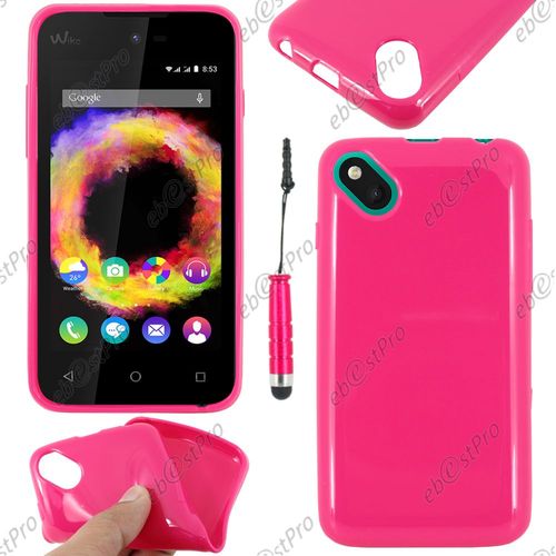 Ebeststar ® Housse Etui Coque Souple Silicone Gel Sans Motif Pour Wiko Sunset 2, Couleur Rose + Mini Stylet + 1 Film Protection D'écran + Lingette