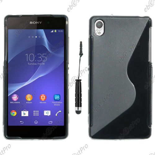 Ebeststar ® Housse Etui Coque Silicone Gel Motif S-Line Protection Souple Pour Sony Xperia Z2 D6502, D6503, D6543, Couleur Noir + Mini Stylet + 1 Film Protection D'écran + Lingette