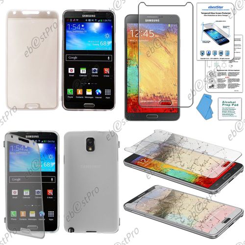Ebeststar ® Housse Etui Coque Portefeuille Livre Silicone Gel Pour Samsung Galaxy Note 3 Gt-N9000, N9002, N9005, Couleur Transparent + Film Verre Trempé