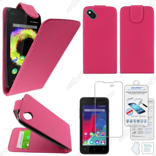 Ebeststar ® Housse Coque Etui Simili Cuir À Rabat Vertical Pour Wiko Sunset 2, Couleur Rose + Film Verre Trempé