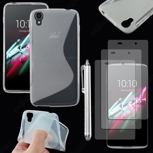 Ebeststar ® Housse Etui Coque Silicone Gel Motif S-Line Protection Souple Pour Alcatel Onetouch Idol 3 Écran 4.7 Pouces, Couleur Transparent + Stylet 3 Film