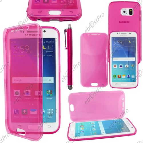 Ebeststar ® Housse Etui Coque Portefeuille Livre Silicone Gel Pour Samsung Galaxy S6 Edge Sm-G925f G925, Couleur Rose + Stylet + 1 Film Protection D'écran + Lingette