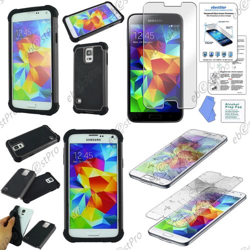Ebeststar ® Coque Duo Bi-Couches En Silicone Et Polycarbonate Etui Housse Pour Samsung Galaxy S5 Sm-G900f, G900, G900h, Couleur Gris + Film Verre Trempé