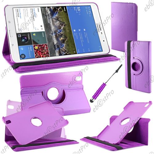 Ebeststar ® Housse Coque Etui Pu Cuir Rotatif Avec Support À Rotation 360° Pour Samsung Galaxy Tab Pro 8.4 Sm-T320, Couleur Violet + Mini Stylet + 1 Film Protection D'écran + Lingette