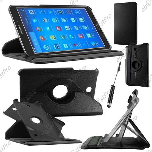Ebeststar ® Housse Coque Etui Pu Cuir Rotatif Avec Support À Rotation 360° Pour Samsung Galaxy Tab 4 8.0 Sm-T330, T331 Sm-T335, Couleur Noir + Mini Stylet + 1 Film Protection D'écran + Lingette