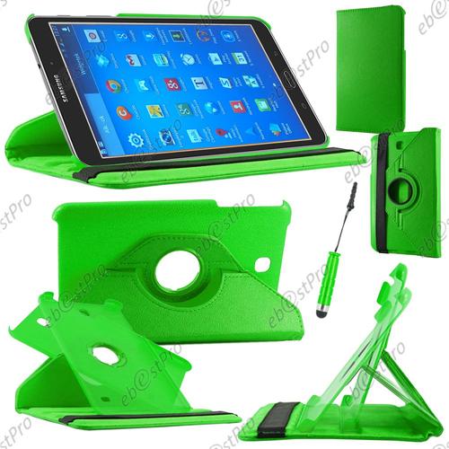 Ebeststar ® Housse Coque Etui Pu Cuir Rotatif Avec Support À Rotation 360° Pour Samsung Galaxy Tab 4 8.0 Sm-T330, T331 Sm-T335, Couleur Vert + Mini Stylet + 1 Film Protection D'écran + Lingette