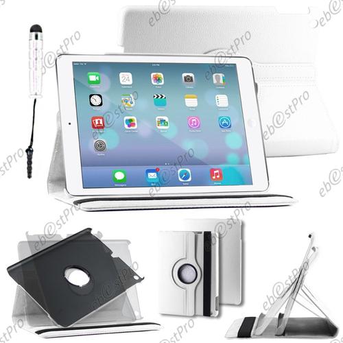 Ebeststar ® Housse Coque Etui Pu Cuir Rotatif Avec Support À Rotation 360° Pour Apple Ipad Air, Ipad 5, Ipad Air Wi-Fi, 3g, Couleur Blanc + Mini Stylet + 1 Film Protection D'écran + Lingette