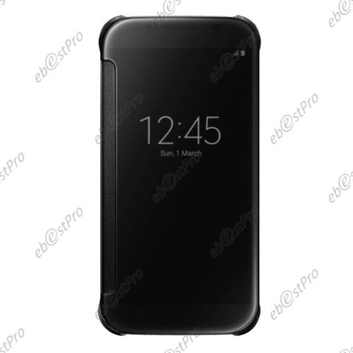 Ebeststar ® Etui Housse Coque Coverview Miroir Pour Samsung Galaxy S6 Edge + Sm-G928f Edge Plus, Couleur Noir + 1 Film Protection D'écran + Lingette
