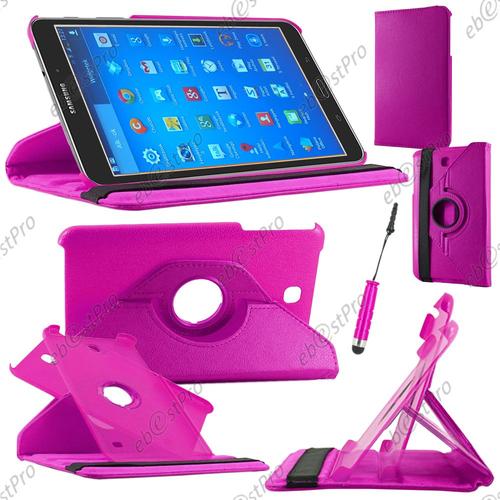 Ebeststar ® Housse Coque Etui Pu Cuir Rotatif Avec Support À Rotation 360° Pour Samsung Galaxy Tab 4 8.0 Sm-T330, T331 Sm-T335, Couleur Violet + Mini Stylet + 1 Film Protection D'écran + Lingette