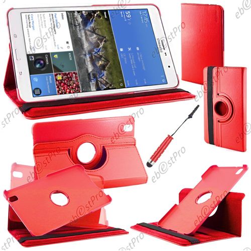 Ebeststar ® Housse Coque Etui Pu Cuir Rotatif Avec Support À Rotation 360° Pour Samsung Galaxy Tab Pro 8.4 Sm-T320, Couleur Rouge + Mini Stylet + 1 Film Protection D'écran + Lingette