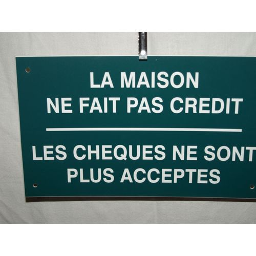 Pancarte Pvc 15cm X 25cm Pas De Crédit Plus De Cheques