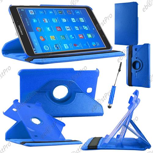 Ebeststar ® Housse Coque Etui Pu Cuir Rotatif Avec Support À Rotation 360° Pour Samsung Galaxy Tab 4 8.0 Sm-T330, T331 Sm-T335, Couleur Bleu + Mini Stylet + 1 Film Protection D'écran + Lingette