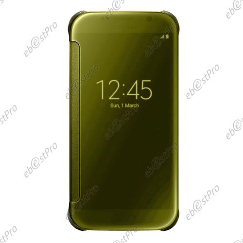 Ebeststar ® Etui Housse Coque Coverview Miroir Pour Samsung Galaxy S6 Edge + Sm-G928f Edge Plus, Couleur Jaune + 1 Film Protection D'écran + Lingette