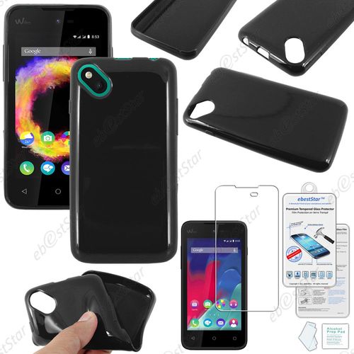 Ebeststar® Film Verre Trempé + Housse Coque Protection Silicone Gel Etui Souple Pour Wiko Sunset 2, Couleur Noir