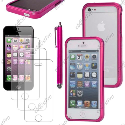 Ebeststar ® Bumper Blade Housse Etui Coque Aluminium Pour Apple Iphone 5s, 5, Couleur Rose + Stylet 3 Film