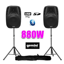 Paire d'enceintes amplifiées Boomer 10" 880W +pied