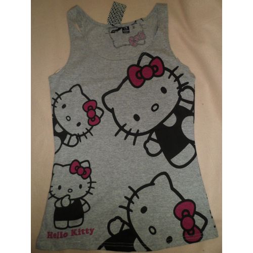 T-Shirt Débardeur Gris Imprimés Hello Kitty H&m Femme Taille 40