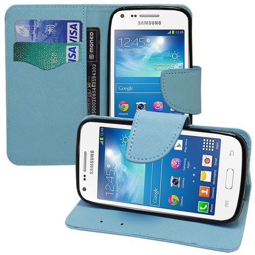 Etui Portefeuille Pour Samsung Galaxy Core Plus G3500/ Trend 3 G3502 Support Video Cuir Pu Effet Tissu - Bleu