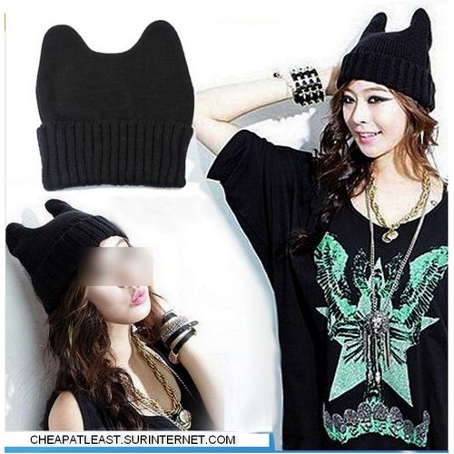Chapeau Bonnet "Oreilles Chat / Ours" Mode Streetwear Ski Snowboard Skate Punk Rock Kawaï Émo Tricot Chaud Hiver 