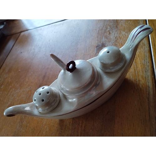 Jolie Ancienne Saliére Poivriére Moutardier Porcelaine France