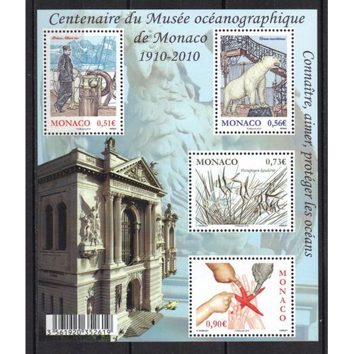 Monaco 2010 : Centenaire Du Musée Océanographique De Monaco - Bloc-Feuillet De 4 Timbres Neufs **