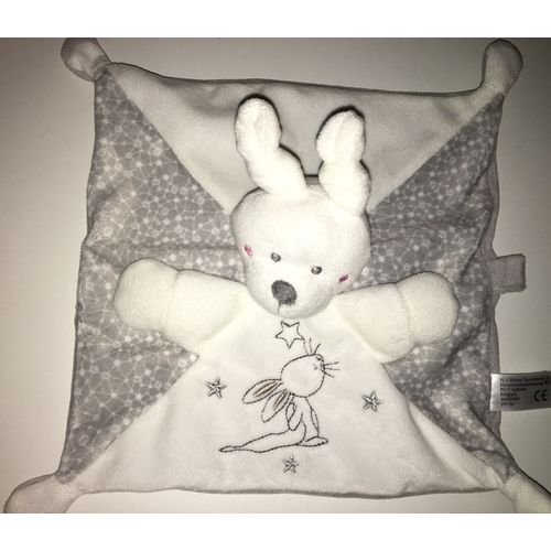Doudou Lapin Mixte Simba Toys Benelux Blanc Gris Etoiles Peluche Lapinou Mixte Naissance Bebe  Accroche Tetine