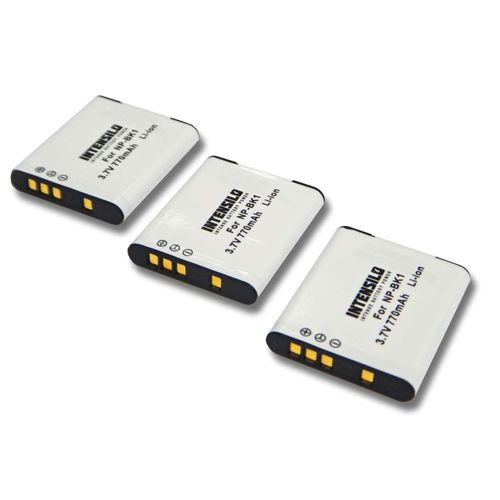 INTENSILO 3x Li-Ion Batterie 770mAh (3.7V) pour appareil photo, caméscope, caméra vidéo Sony Cybershot DSC-S750, DSC-S780, DSC-S950 comme NP-BK1
