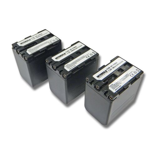 INTENSILO 3x Li-Ion Batterie 4800mAh (7.2V) pour caméscope, caméra vidéo photo Sony DCR-DVD200, DCR-DVD201, DCR-DVD300 comme NP-QM91D