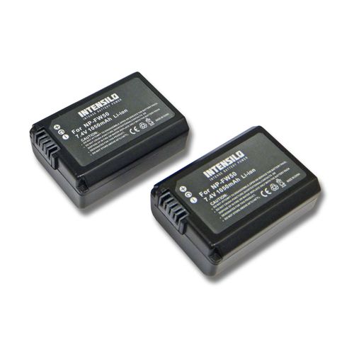 INTENSILO 2x Li-Ion Batterie 1050mAh (7.4V) pour caméra vidéo photo Sony Alpha SLT-A37, SLT-A55, SLT-A55V, SLT-A55VL, SLT-A55VY comme NP-FW50.