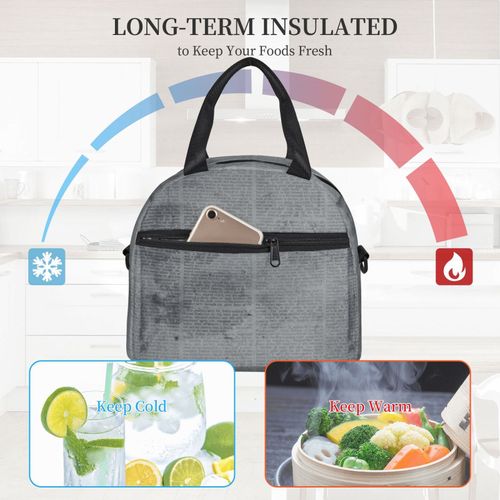 Sac à déjeuner Annonces de journaux vintage anciennes Sac besace à main avec sangle d'épaule, Sac Fourre-tout Réutilisable pour Enfant, Retour à l'école, Femmes, Garçon, Fille