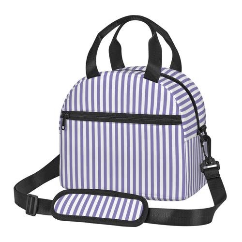 Sac à déjeuner Pois et rayures Sac besace à main avec sangle d'épaule, Sac Fourre-tout Réutilisable pour Enfant, Retour à l'école, Femmes, Garçon, Fille