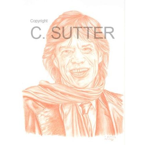Portrait De Mike Jagger Sanguine Reproduction A4