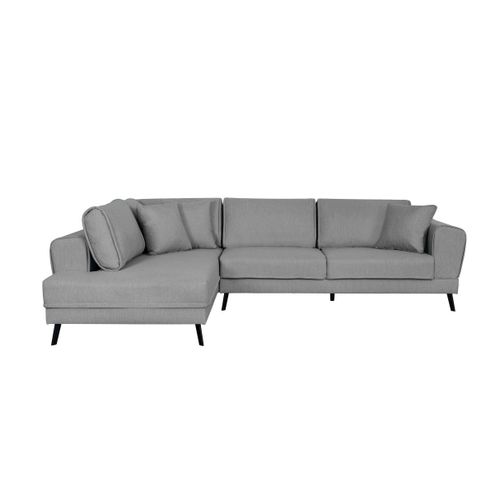 Canapé D'angle India Convertible 2 Coffres En Tissu - Angle Gauche, Gris Clair