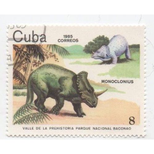 Timbre Cuba Oblitere Dinosaure Monoclonius 