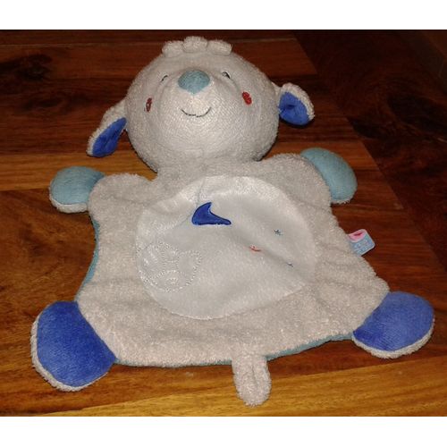 Doudou Mouton Sucre D'orge Bleu