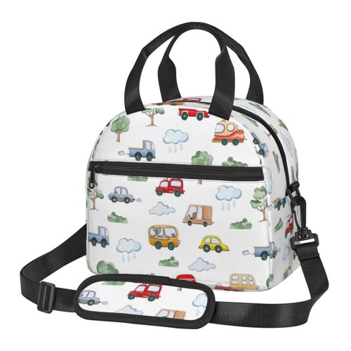 Sac à déjeuner Voitures Sac besace à main avec sangle d'épaule, Sac Fourre-tout Réutilisable pour Enfant, Retour à l'école, Femmes, Garçon, Fille