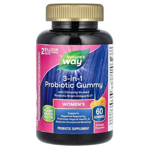 Nature's Way Gomme Probiotique 3-En-1 Pour Femmes, Orange, 2 Milliards D'ufc, 60 Gommes, (1 Milliard D'ufc Par Gomme)