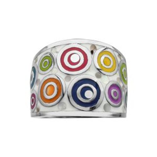 Bague Acier Stella Mia Large Motif Rond Avec Nacre