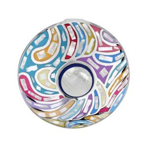 Pendentif Acier Rond Stella Mia Couleur Pastel Et Pastille Nacre Blanche