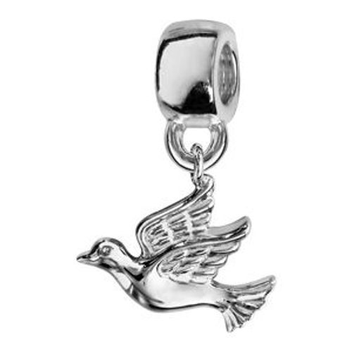 Charms Coulissant Argent Rhodié Suspendu Colombe