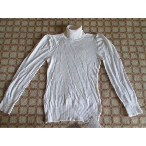 Pull Style " Col Roulé " / Sous Pull Blanc 10 Ans