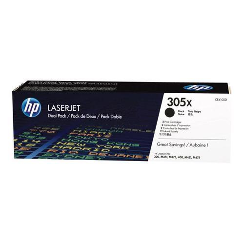 HP 305X - Pack de 2 - à rendement élevé - noir - originale - LaserJet - en vrac - cartouche de toner ( CE410XD ) - pour LaserJet Pro 300 color M351a, 300 color MFP M375nw, 400 color M451, 400...