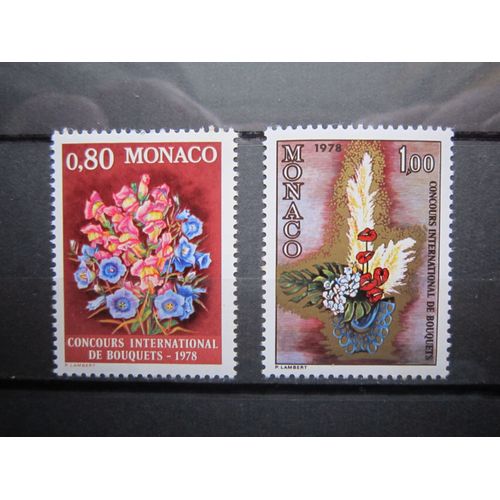 Monaco. Timbres N° 1115 Et 1116 (1977). Concours International De Bouquets.